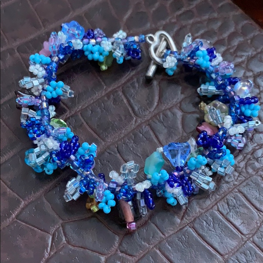 Hand Beaded Swarovski crystal flower bracelet